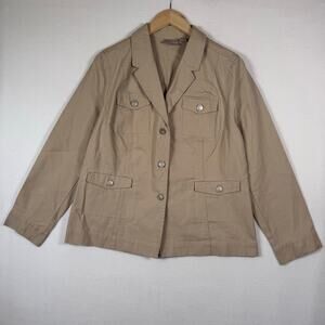 NEW Chico’s Khaki Utility Jacket Safari Casual Minimalist Size 1/Medium